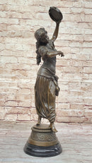 Tambourine Dancer Girl Bronze Sculpture by M.C. Bouay