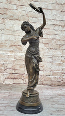 Tambourine Dancer Girl Bronze Sculpture by M.C. Bouay