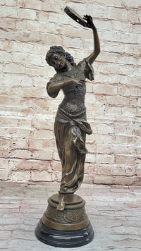Tambourine Dancer Girl Bronze Sculpture by M.C. Bouay