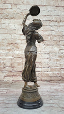 Tambourine Dancer Girl Bronze Sculpture by M.C. Bouay