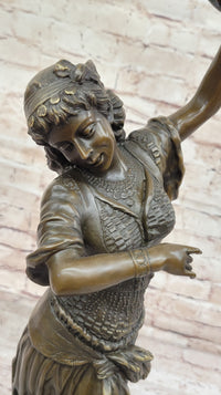Tambourine Dancer Girl Bronze Sculpture by M.C. Bouay