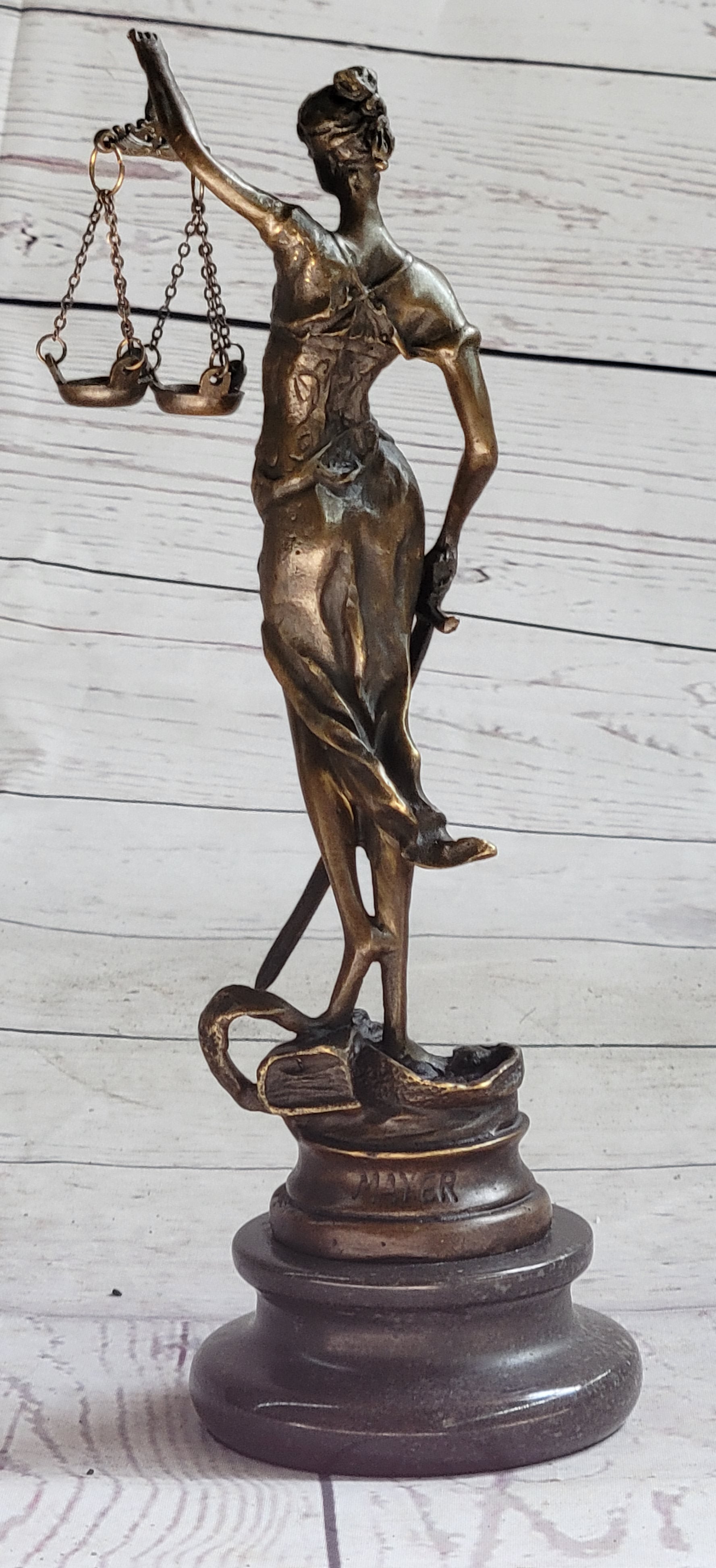 Bronze Blind Lady of Justice Scales Law Lawyer Office