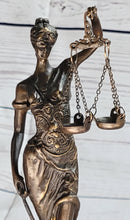 Bronze Lady Blind Justice Scales Law Sculpture Marble Figure