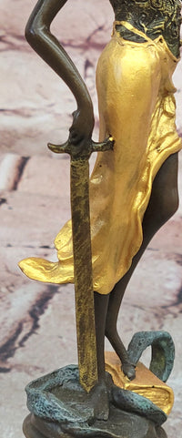 Lady blind Justice with Scales Gold Patina Genuine Bronze Sculpture Statue