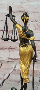 Lady blind Justice with Scales Gold Patina Genuine Bronze Sculpture Statue