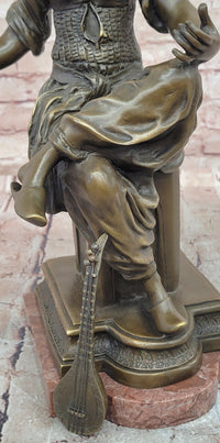 A Fine Quality Genuine Bronze Sculpture of a Lady Playing a Lute by Milo Statue