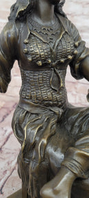 A Fine Quality Genuine Bronze Sculpture of a Lady Playing a Lute by Milo Statue