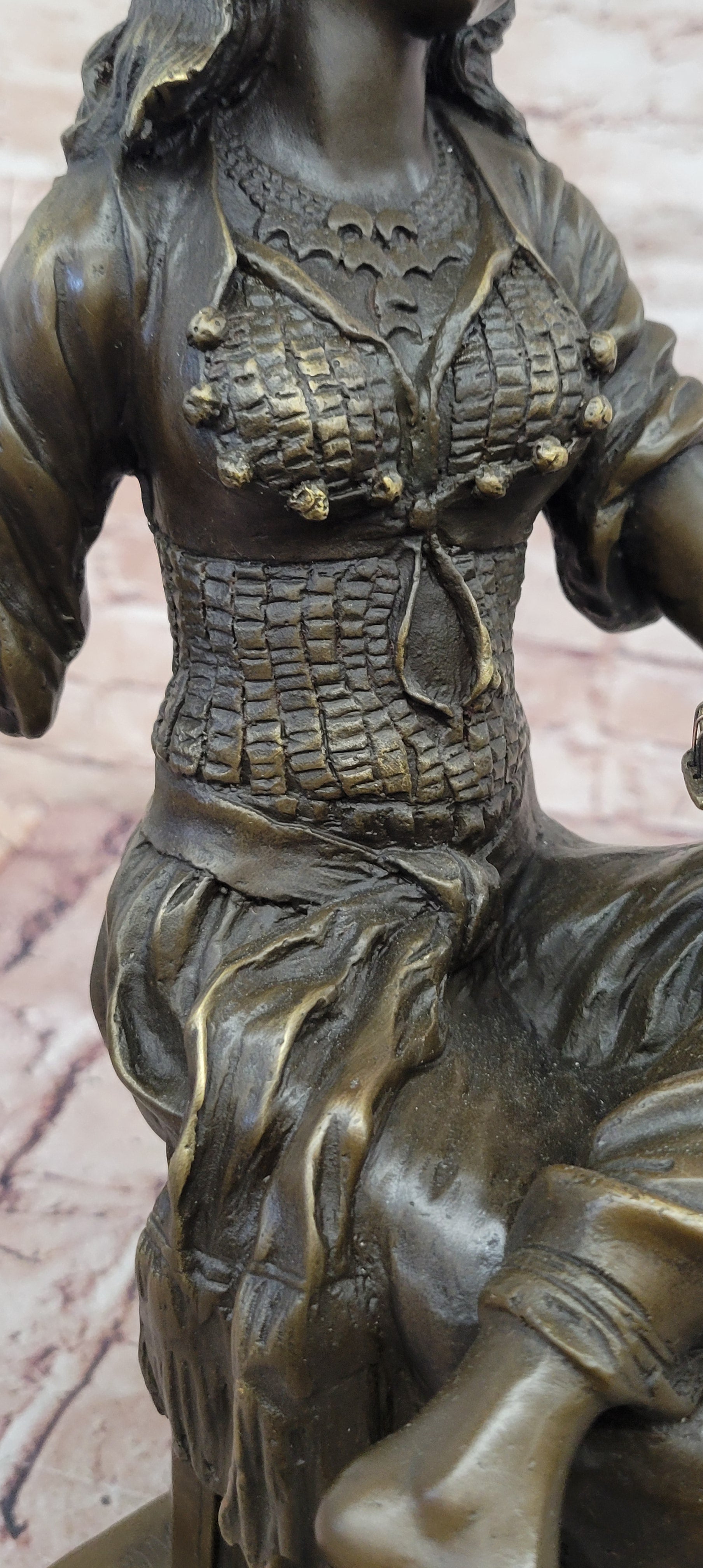 A Fine Quality Genuine Bronze Sculpture of a Lady Playing a Lute by Milo Statue