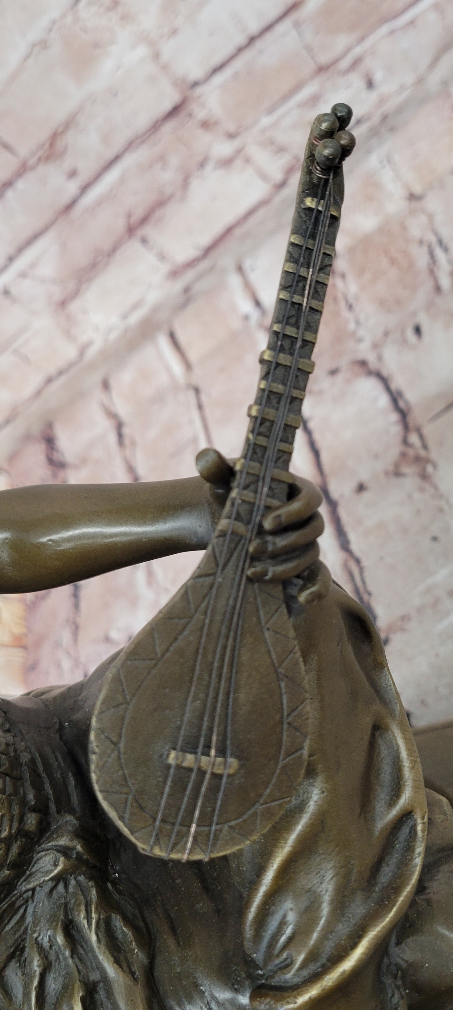 A Fine Quality Genuine Bronze Sculpture of a Lady Playing a Lute by Milo Statue