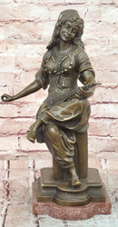 A Fine Quality Genuine Bronze Sculpture of a Lady Playing a Lute by Milo Statue