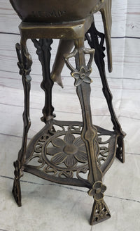 Art Deco Flapper Girl on Chair w/ Wine Glass Bronze Figure 21.5"