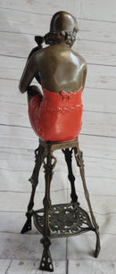 Art Deco 1920's Flapper Girl Holding Wine Cup Bronze 21.5" x 6.5"