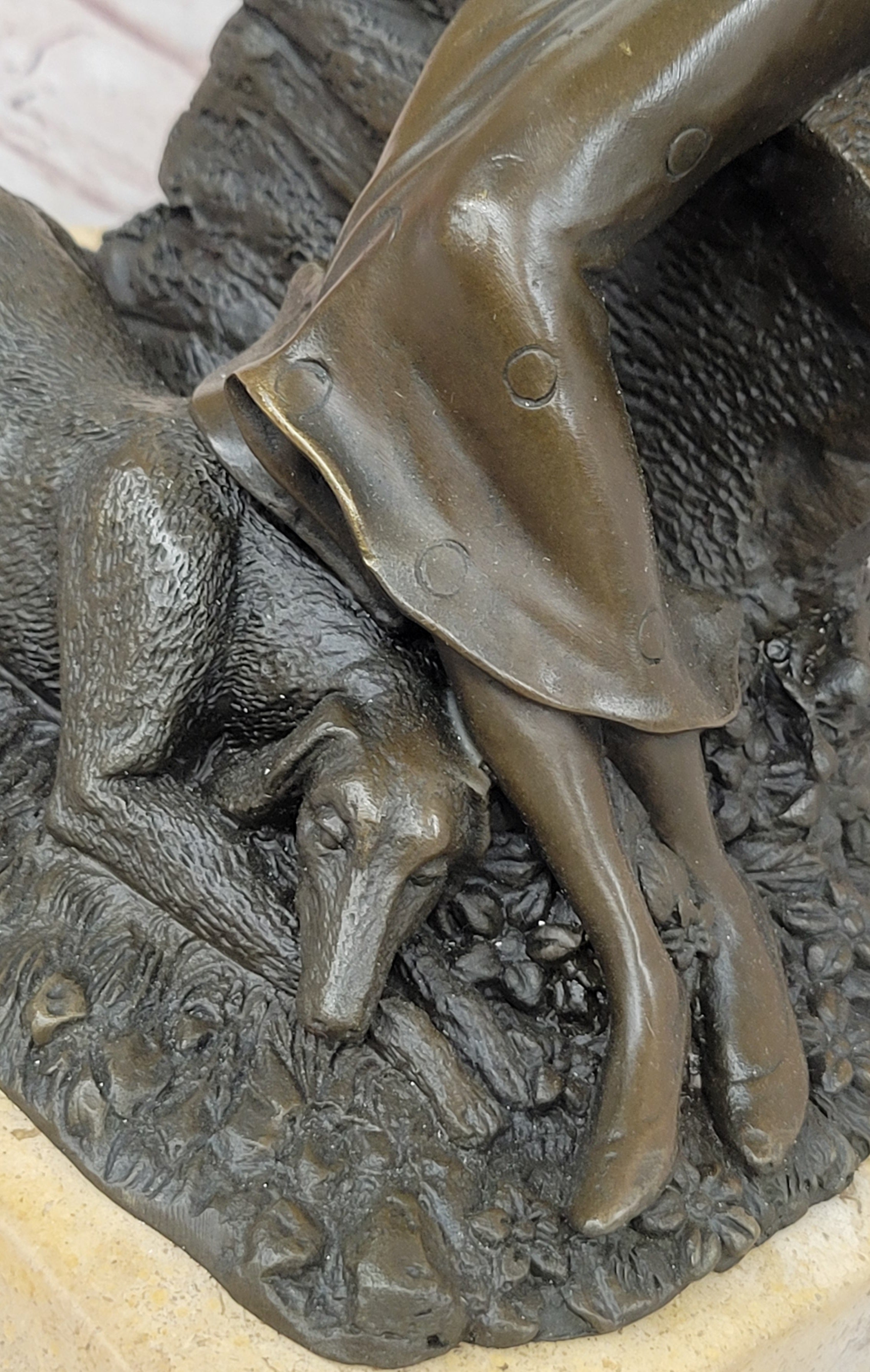 Woman with Large Hat and Dog - Bronze Art Deco by Milo
