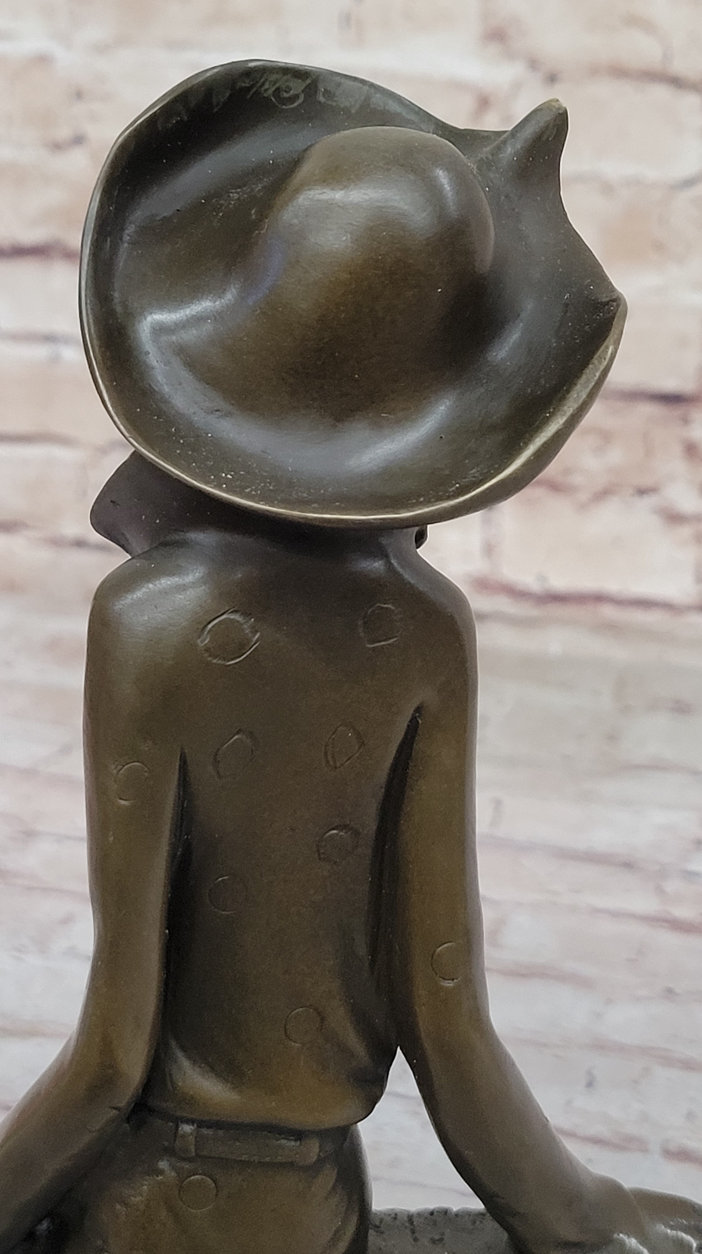 Woman with Large Hat and Dog - Bronze Art Deco by Milo