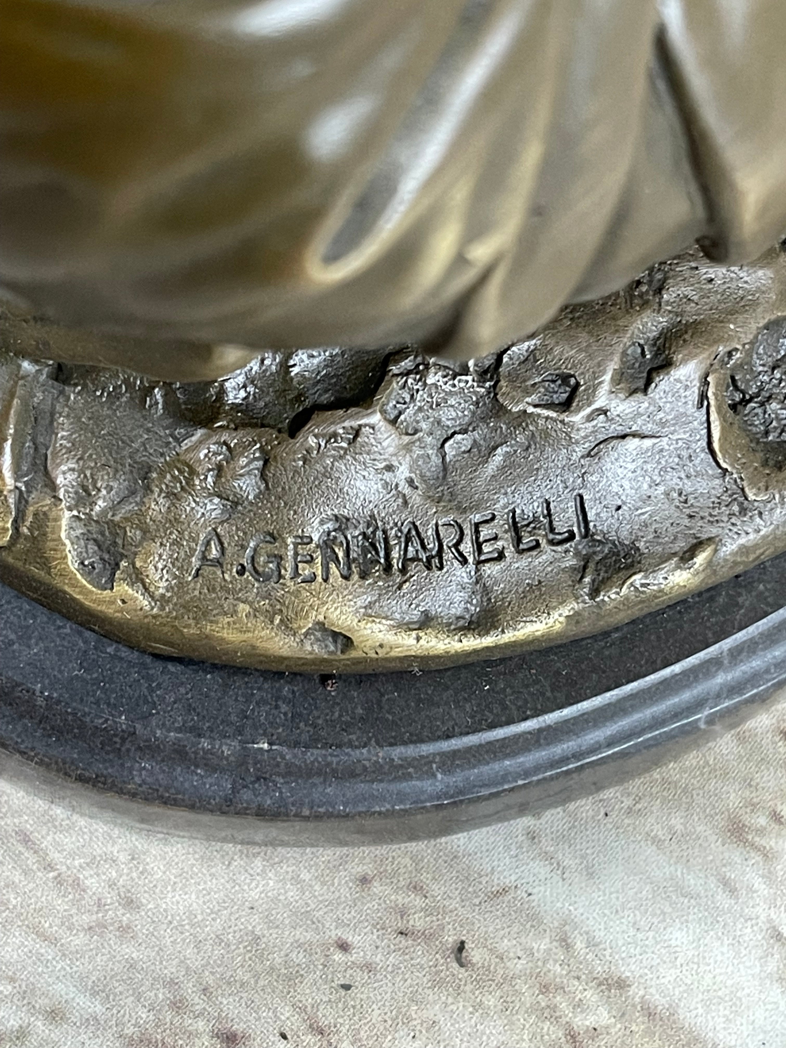 Bronze Young Girl in Thought Sculpture Art Deco on Marble Base