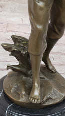Young School Boy Carrying Supplies - 19th Century Reproduction Sculpture after Bruchon