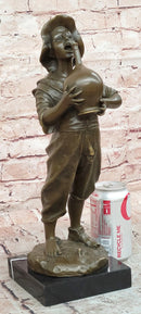 Genuine Bronze Sculpture Model of a Young Boy with a Wine Jug Signed Paul Dubois Statue