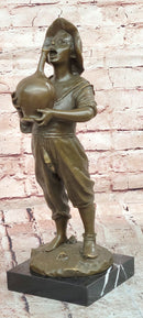 Genuine Bronze Sculpture Model of a Young Boy with a Wine Jug Signed Paul Dubois Statue