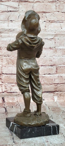 Genuine Bronze Sculpture Model of a Young Boy with a Wine Jug Signed Paul Dubois Statue