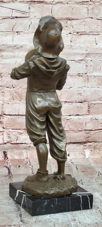 Genuine Bronze Sculpture Model of a Young Boy with a Wine Jug Signed Paul Dubois Statue