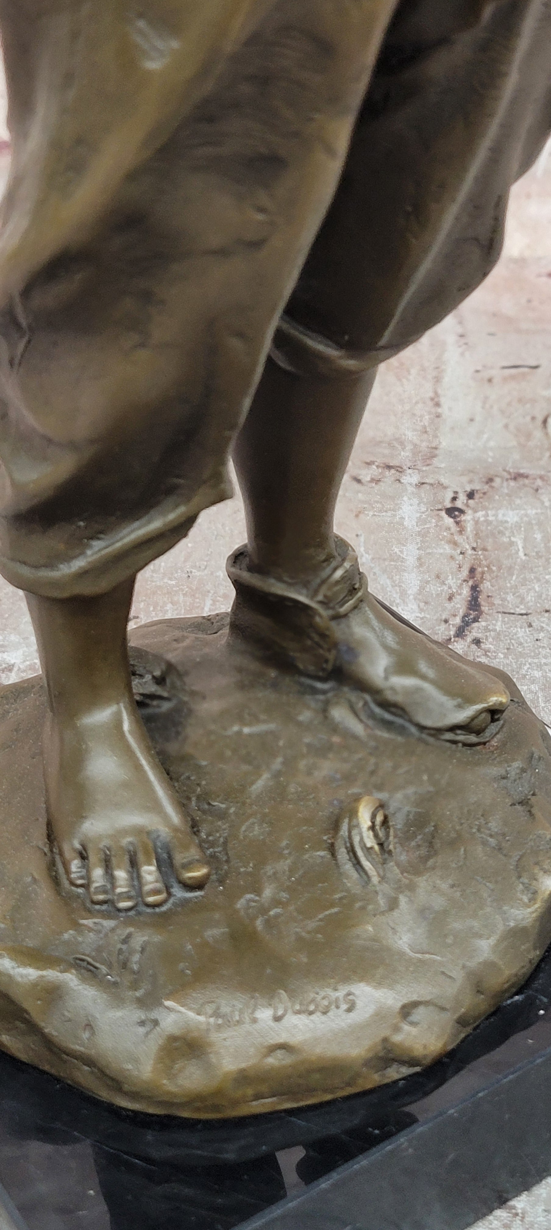 Genuine Bronze Sculpture Model of a Young Boy with a Wine Jug Signed Paul Dubois Statue