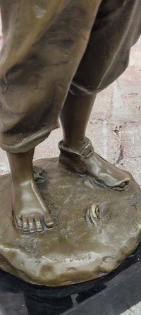 Genuine Bronze Sculpture Model of a Young Boy with a Wine Jug Signed Paul Dubois Statue