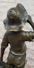 Genuine Bronze Sculpture Depicts a Young Boy Shouting with Water Jug Statue