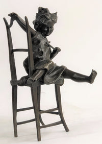 JOLIE CAT BEAUTIFUL CAT W/ LITTLE  KID BRONZE SCULPTURE HOT CAST FIGURINE FIGURE