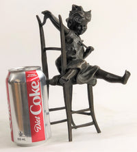 JOLIE CAT BEAUTIFUL CAT W/ LITTLE  KID BRONZE SCULPTURE HOT CAST FIGURINE FIGURE