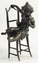 JOLIE CAT BEAUTIFUL CAT W/ LITTLE  KID BRONZE SCULPTURE HOT CAST FIGURINE FIGURE