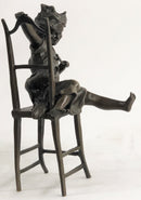 JOLIE CAT BEAUTIFUL CAT W/ LITTLE  KID BRONZE SCULPTURE HOT CAST FIGURINE FIGURE