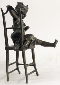 JOLIE CAT BEAUTIFUL CAT W/ LITTLE  KID BRONZE SCULPTURE HOT CAST FIGURINE FIGURE