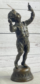 Bronze Sculpture of Child Holding Bird - Signed Milo Art