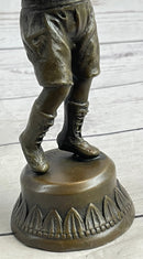 Bronze Sculpture of Child Holding Bird - Signed Milo Art