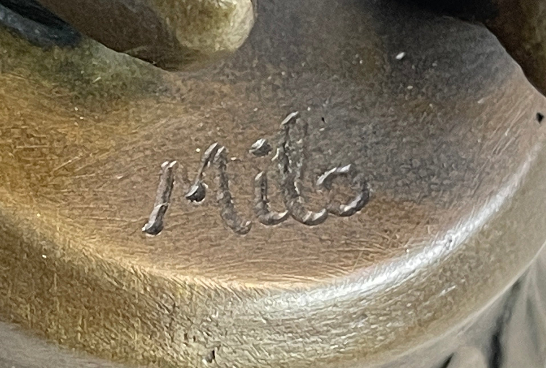 Bronze Sculpture of Child Holding Bird - Signed Milo Art