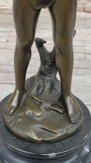 Little Boy Holding Stick with Birds - Bronze by Auguste Moreau