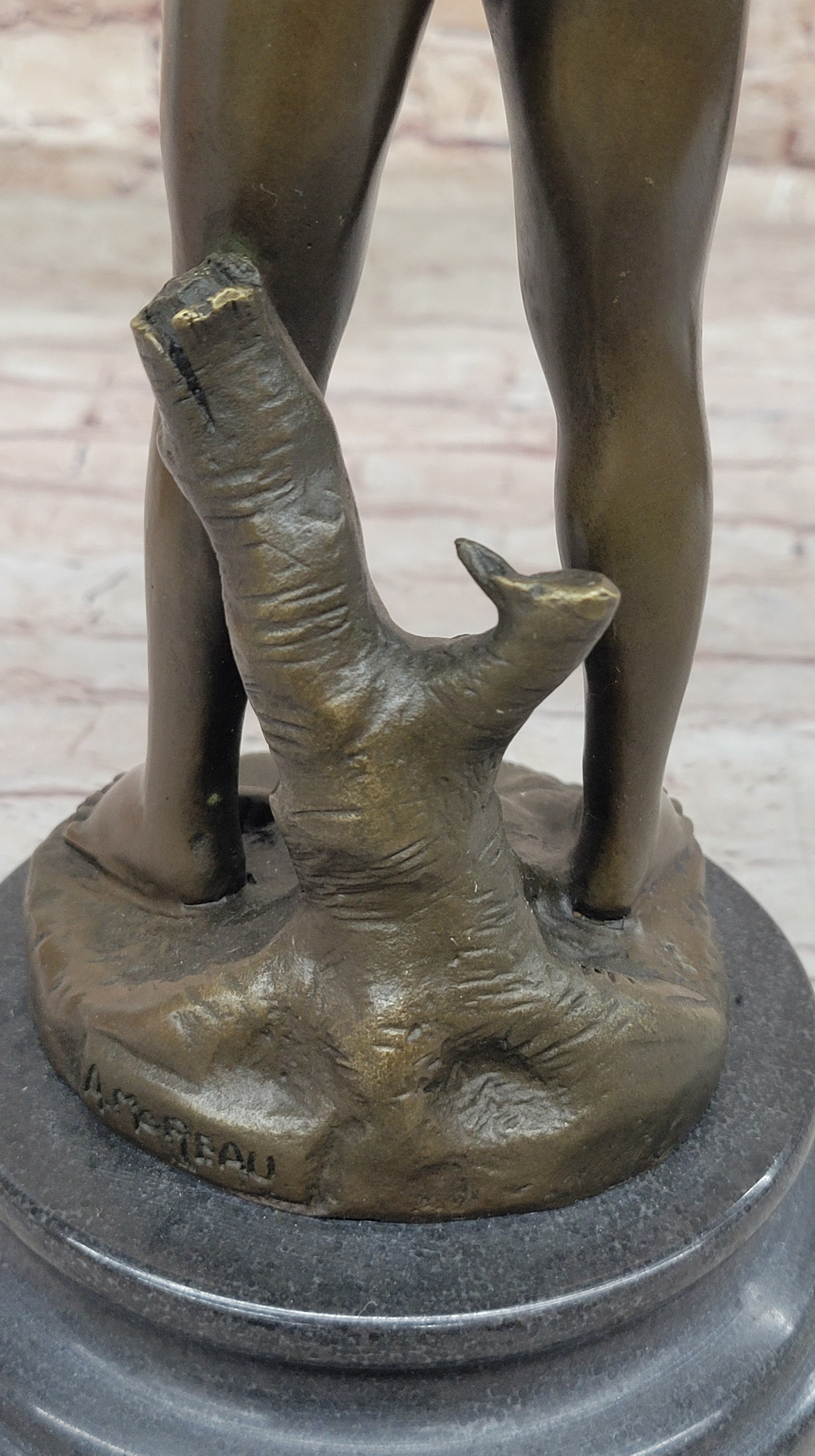 Little Boy Holding Stick with Birds - Bronze by Auguste Moreau