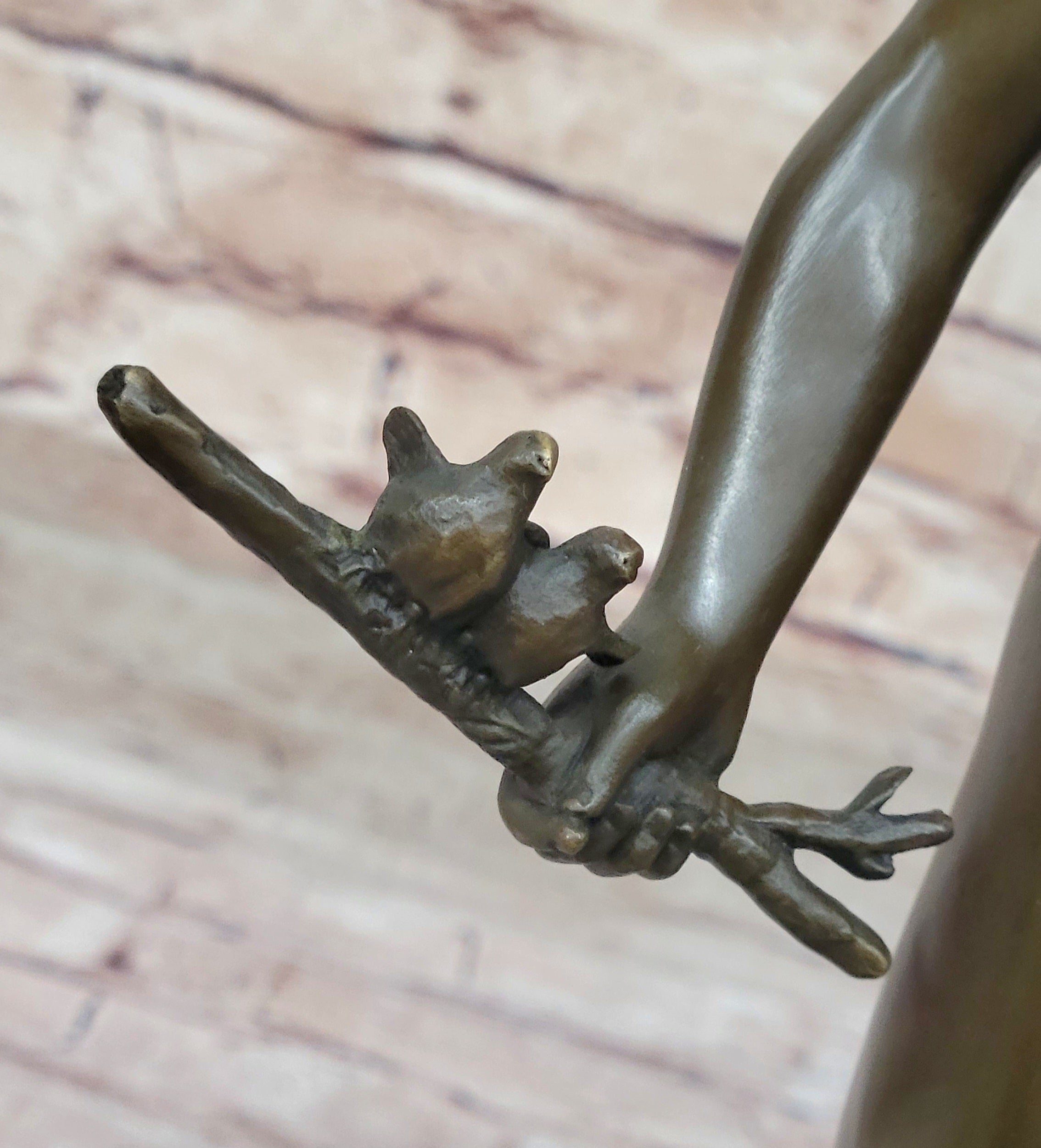 Little Boy Holding Stick with Birds - Bronze by Auguste Moreau