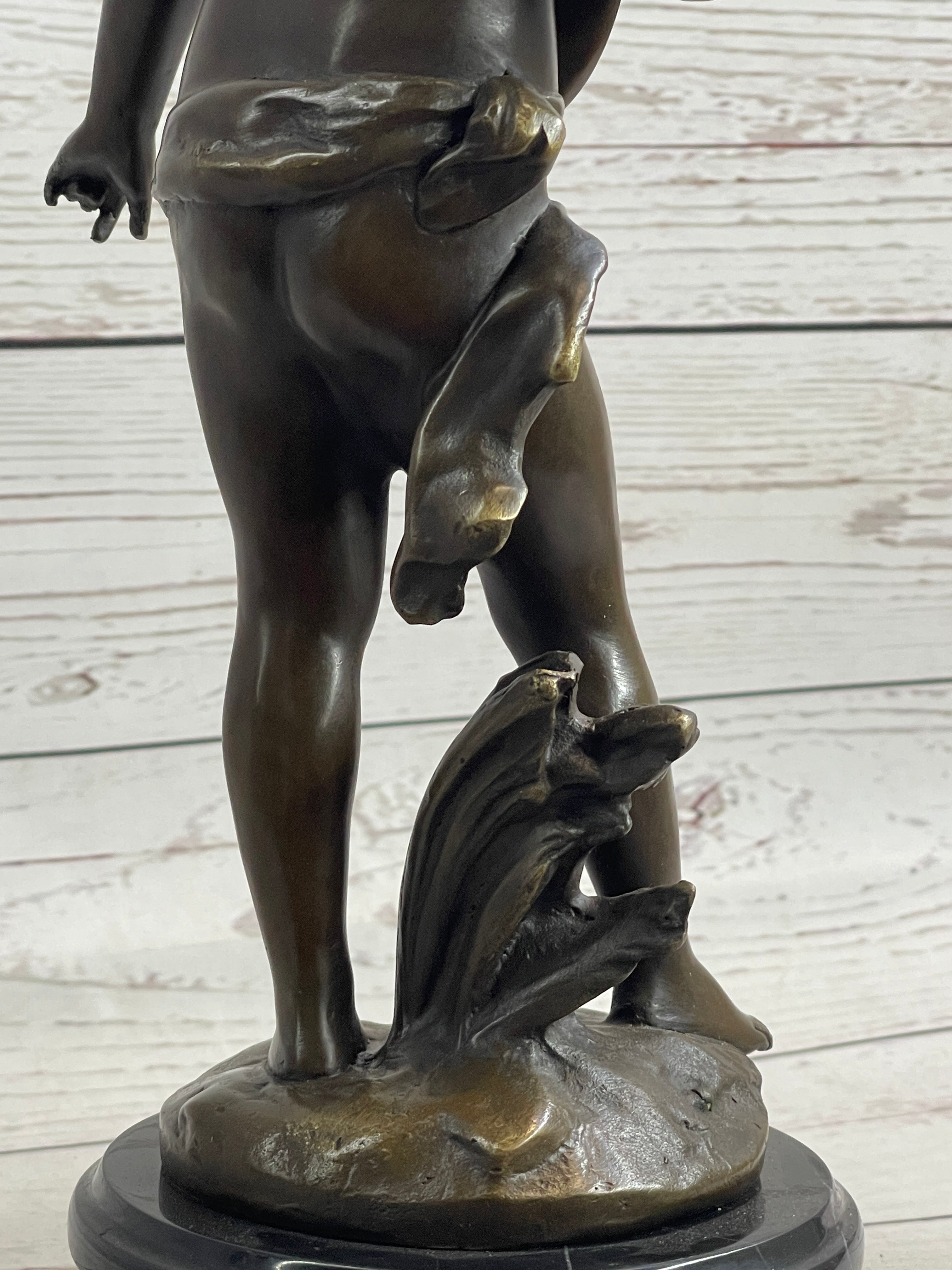 Signed Moreau Young Boy With Banjo Classic Bronze Sculpture
