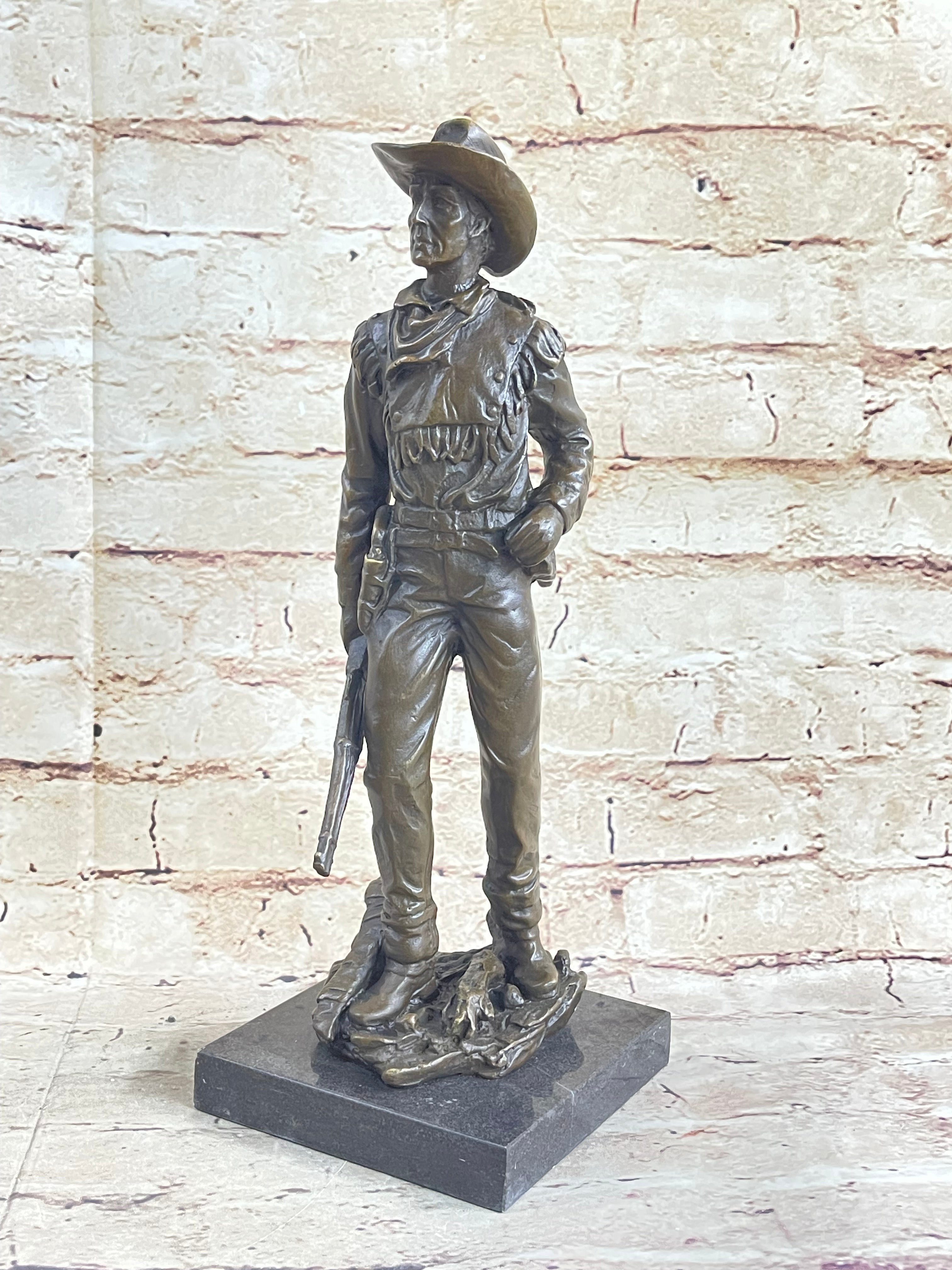 Classic Cowboy by Milo Bronze Sculpture Marble Base