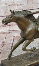 Bronze Roman Female Warrior Javelin Running Horse Sculpture Signed Milo Statue