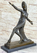 Art Deco Bronze Female Dancer Sculpture Mirval 14.5" x 11"