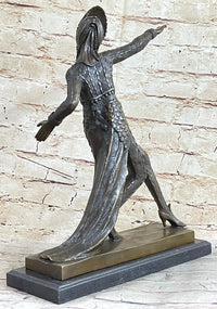 Art Deco Bronze Female Dancer Sculpture Mirval 14.5" x 11"