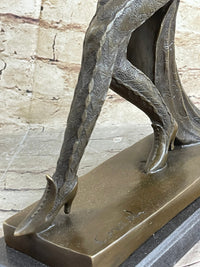 Art Deco Bronze Female Dancer Sculpture Mirval 14.5" x 11"