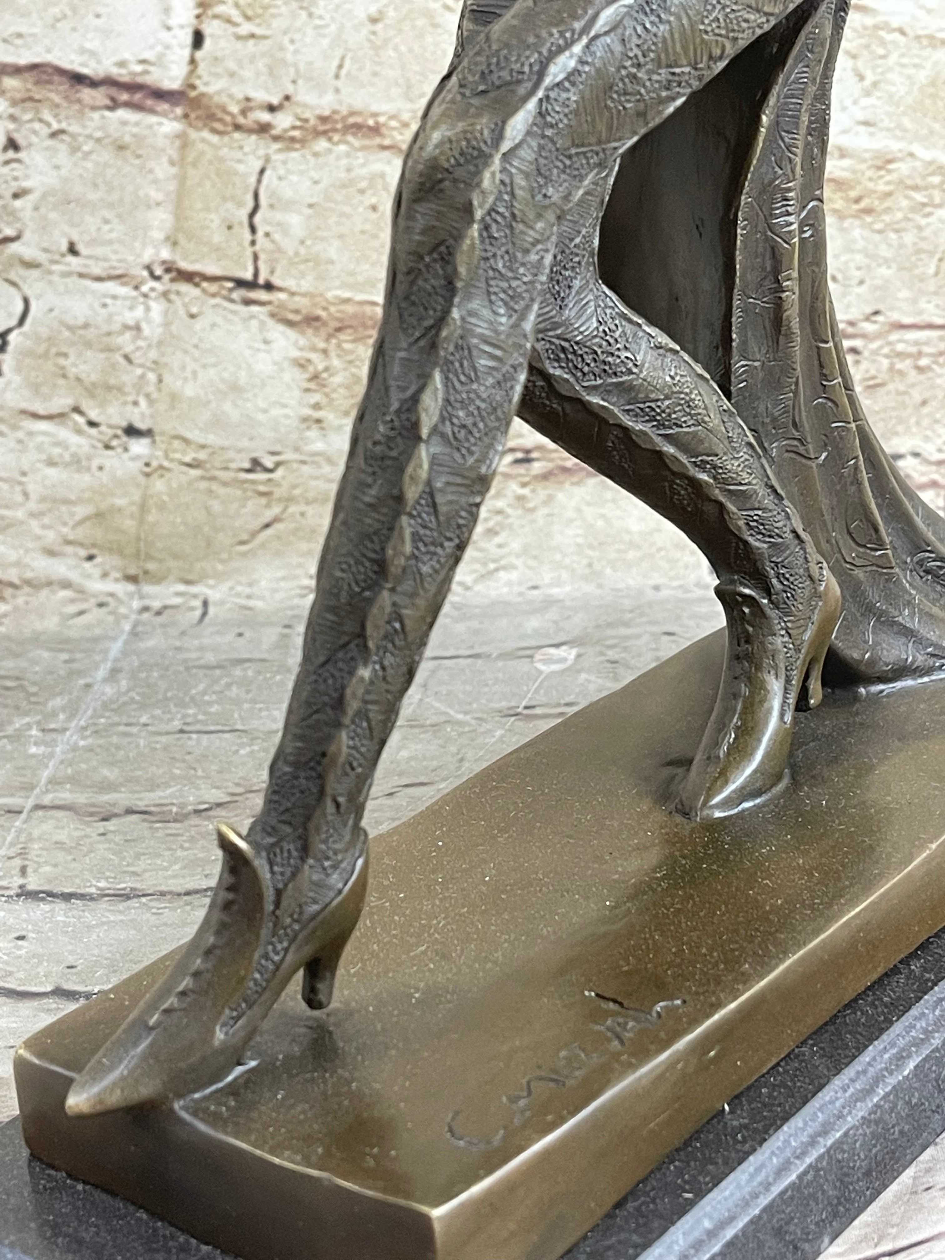 Art Deco Bronze Female Dancer Sculpture Mirval 14.5" x 11"