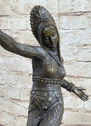 Art Deco Bronze Female Dancer Sculpture Mirval 14.5" x 11"