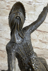 Art Deco Bronze Female Dancer Sculpture Mirval 14.5" x 11"