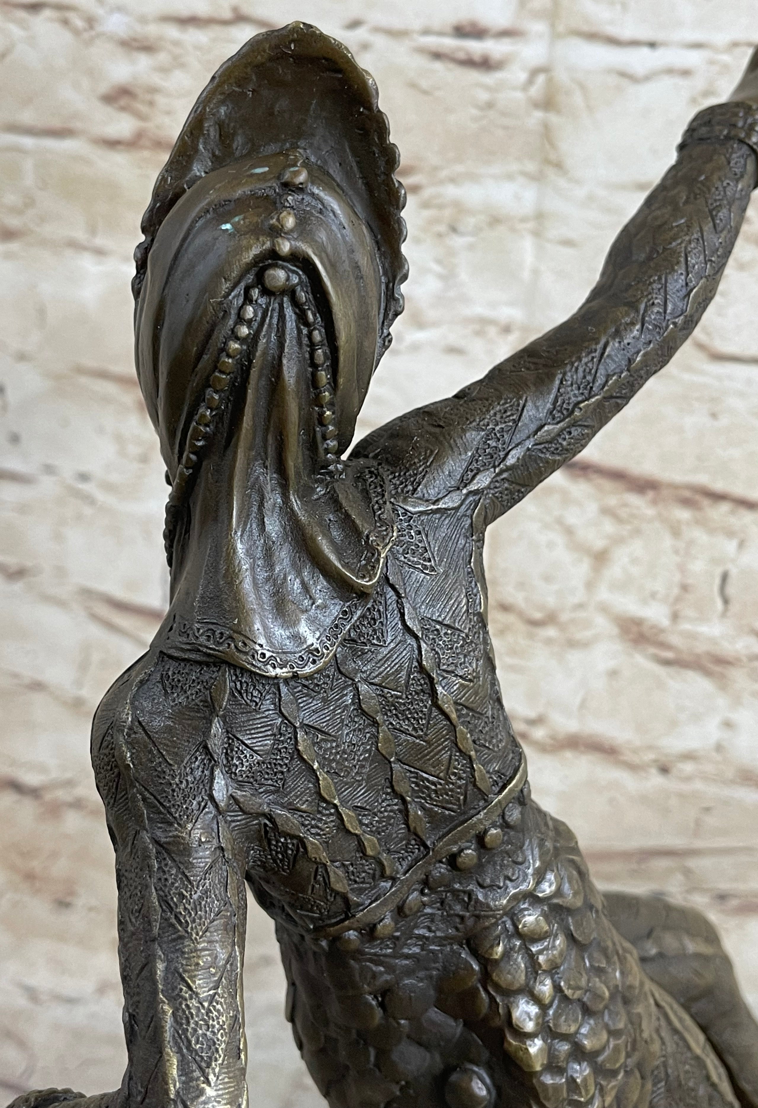 Art Deco Bronze Female Dancer Sculpture Mirval 14.5" x 11"