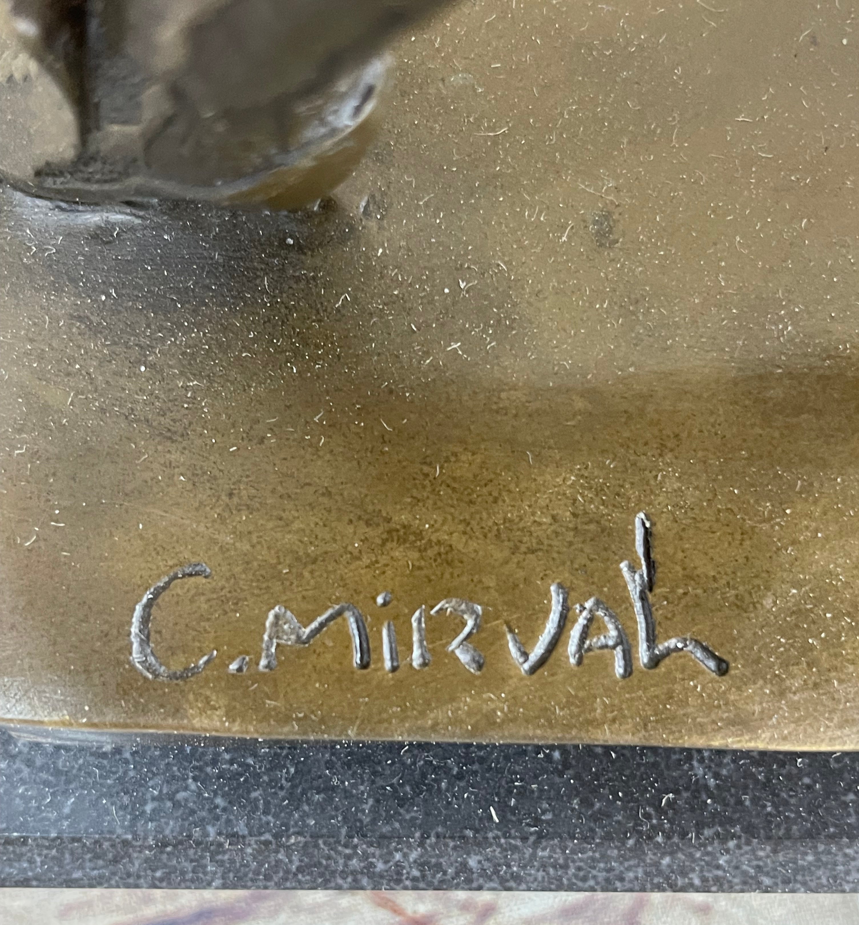 Art Deco Bronze Female Dancer Sculpture Mirval 14.5" x 11"
