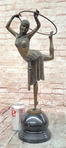 Art Deco Chiparus Dancer w/ Hula Hoop Bronze 20" x 10"